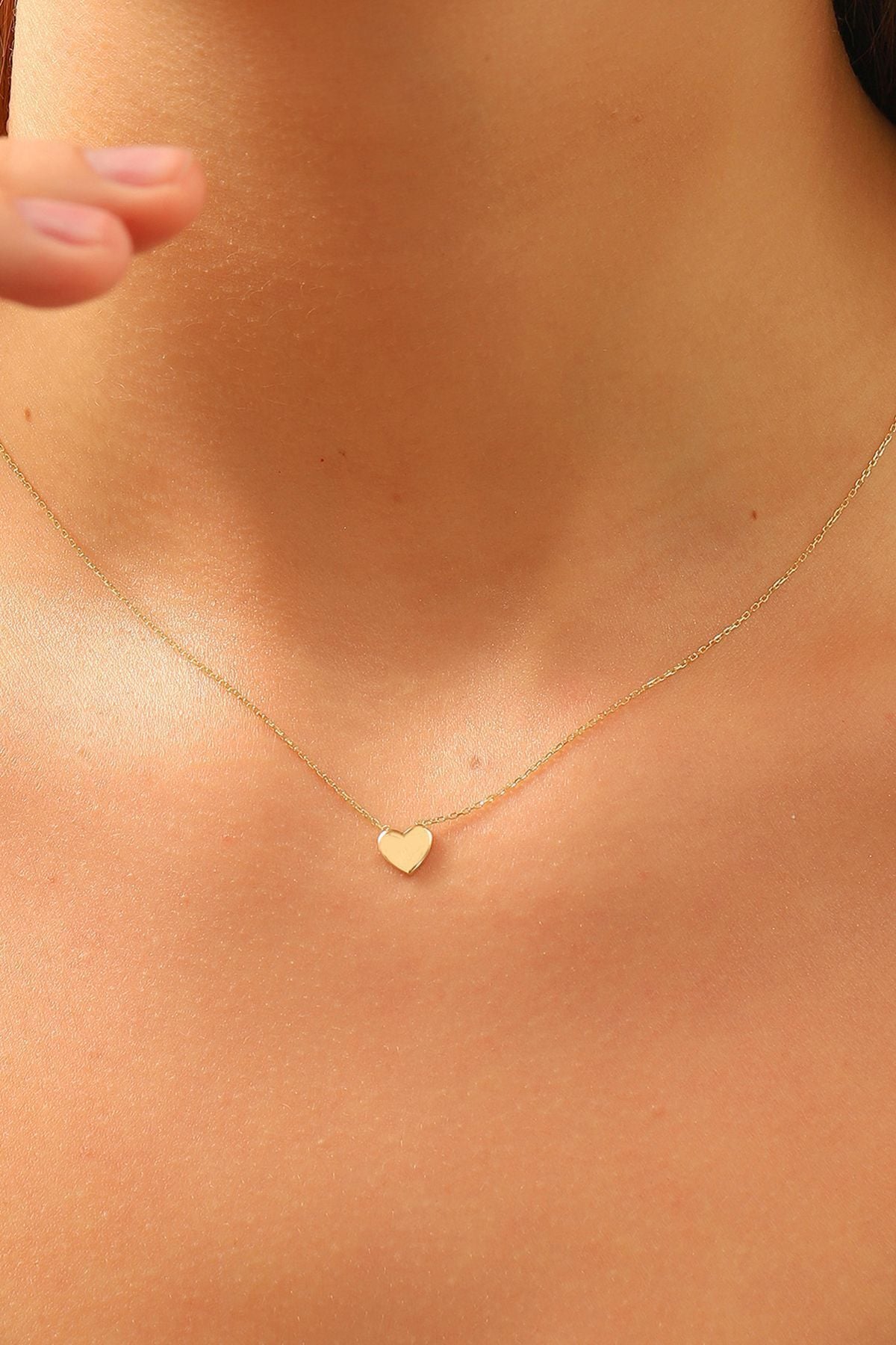 14 Ayar Altın Kolye Minimal Kalpli Altın Kolye