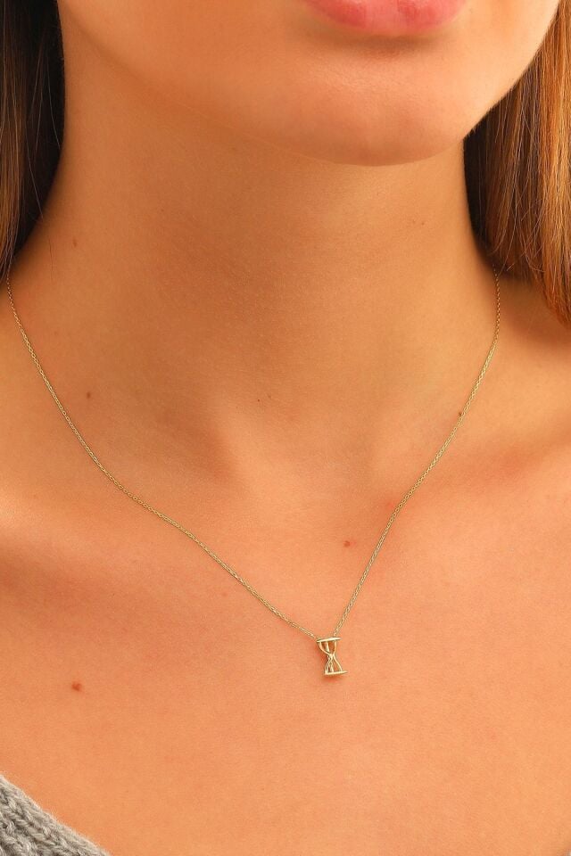 14 Ayar Altın Kolye Kum Saati Altın Kolye