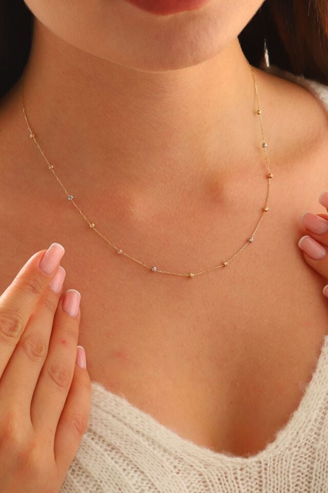 14 Ayar Altın Kolye Dorika Toplu Tek Sıra Forse Zincir Altın Kolye