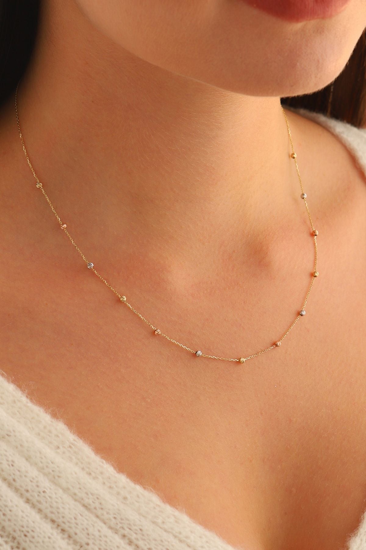 14 Ayar Altın Kolye Dorika Toplu Tek Sıra Forse Zincir Altın Kolye