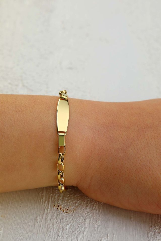 Moom Mücevherat Çocuk 14 Ayar Altın Künye Bileklik