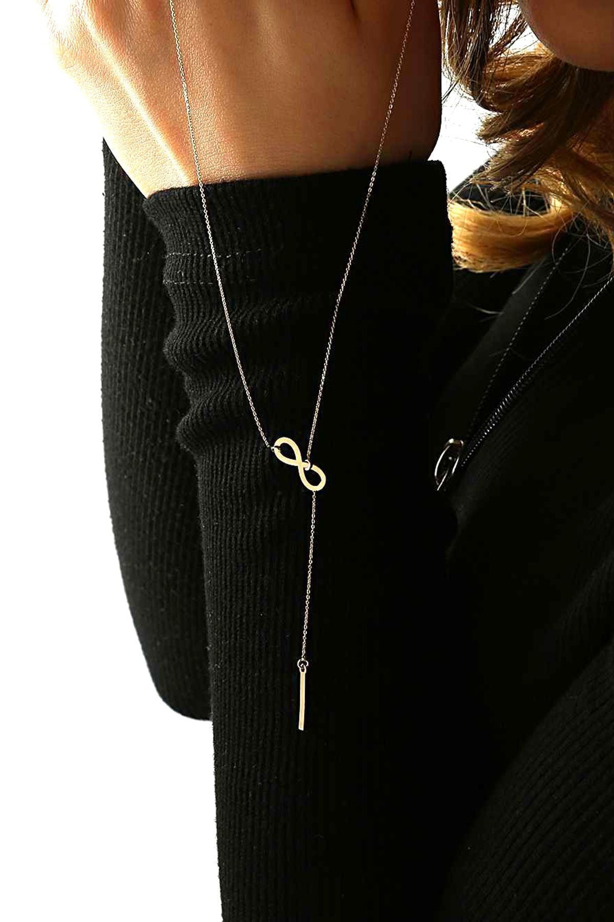 14 Ayar Altın Kolye Sallantılı Sonsuzluk Altın Kolye