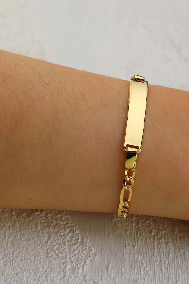 Moom Mücevherat Çocuk 14 Ayar Altın Künye Bileklik