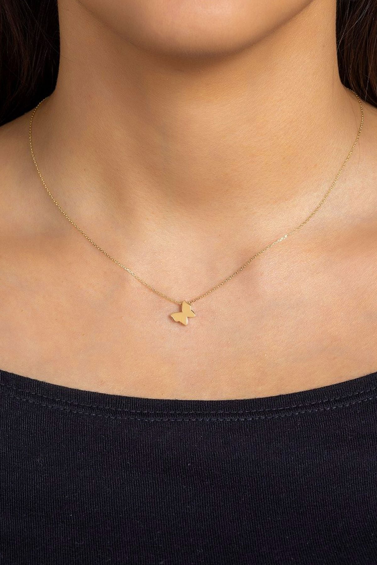 14 Ayar Altın Kolye Kelebek Modeli Altın Kolye