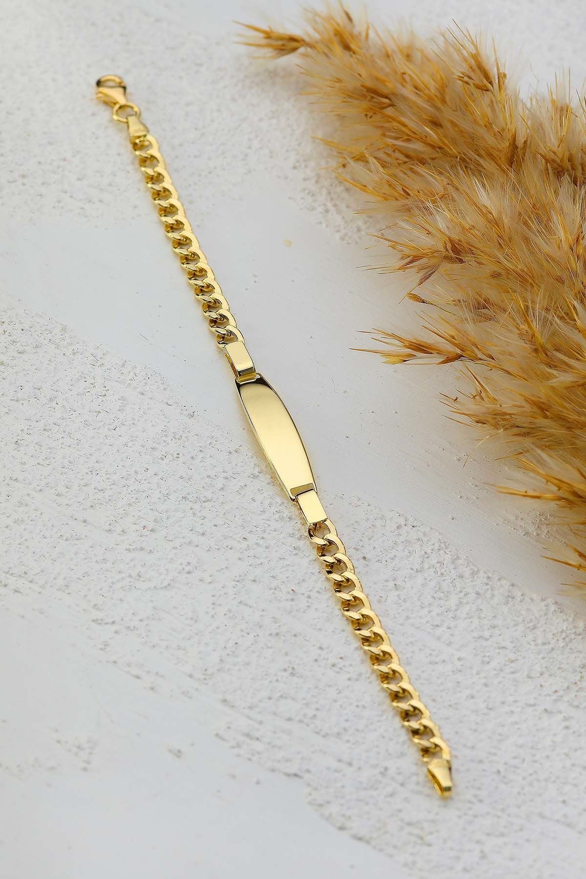 Moom Mücevherat Çocuk 14 Ayar Altın Künye Bileklik