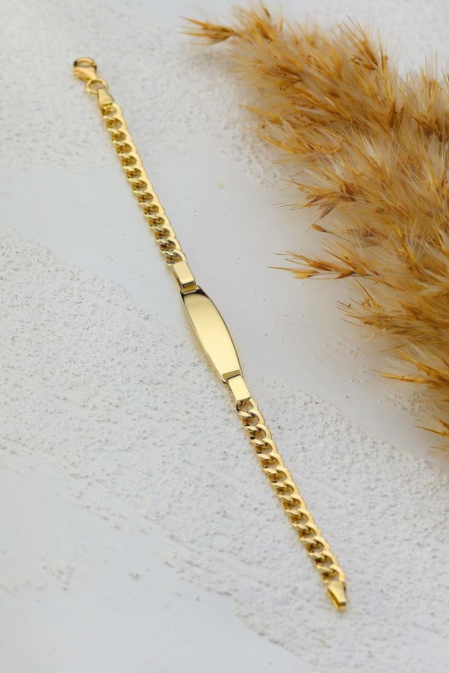 Moom Mücevherat Çocuk 14 Ayar Altın Künye Bileklik