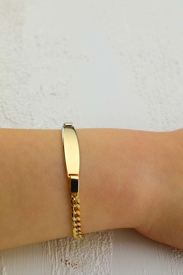 Moom Mücevherat Çocuk 14 Ayar Altın Künye Bileklik