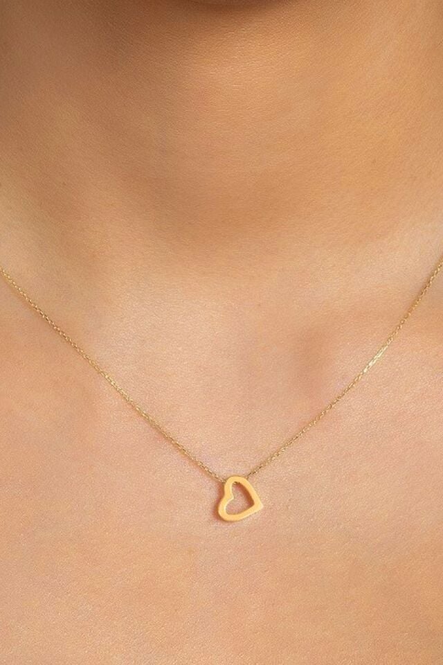 14 Ayar Altın Kolye Kalp Tasarım Altın Kolye