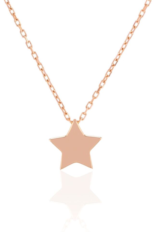 14 Ayar Altın Kolye Rose Altın Yıldız Altın Kolye