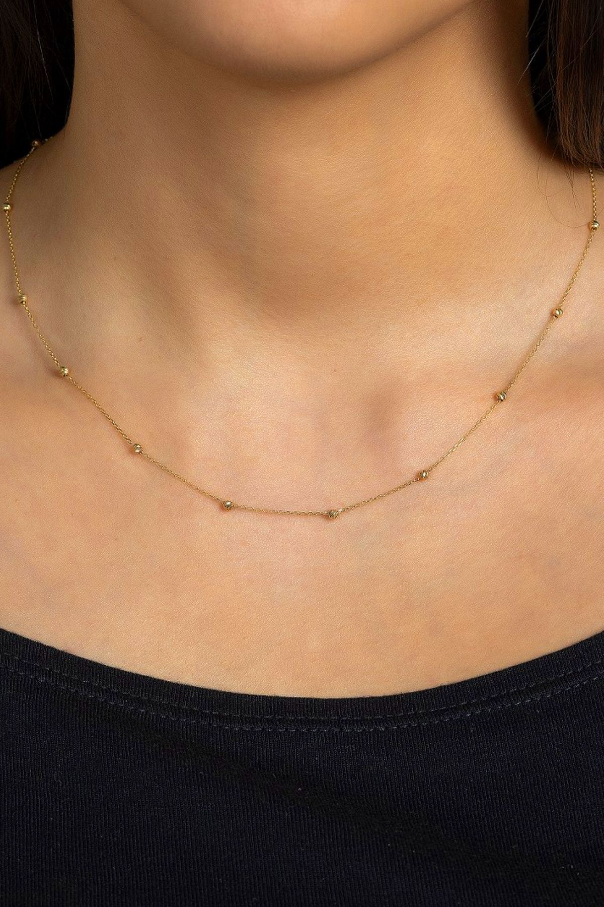 14 Ayar Altın Kolye Dorika Toplu Altın Kolye Üç Renk