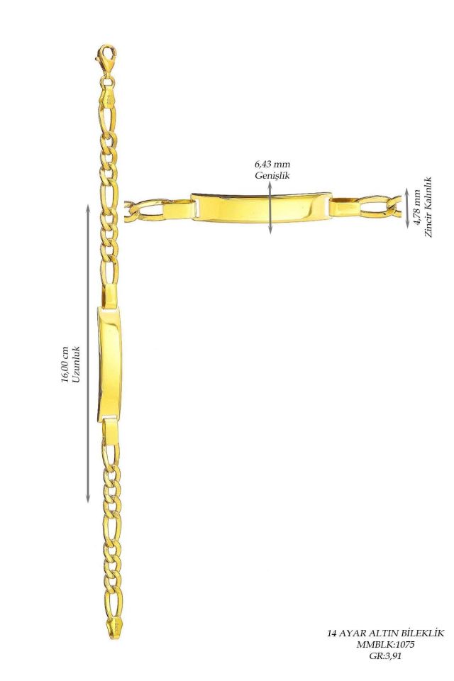 Moom Mücevherat Çocuk 14 Ayar Altın Künye