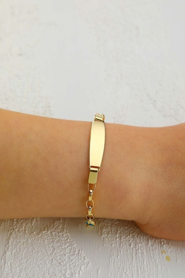 Moom Mücevherat Çocuk 14 Ayar Altın Nazar Göz Taşlı Künye