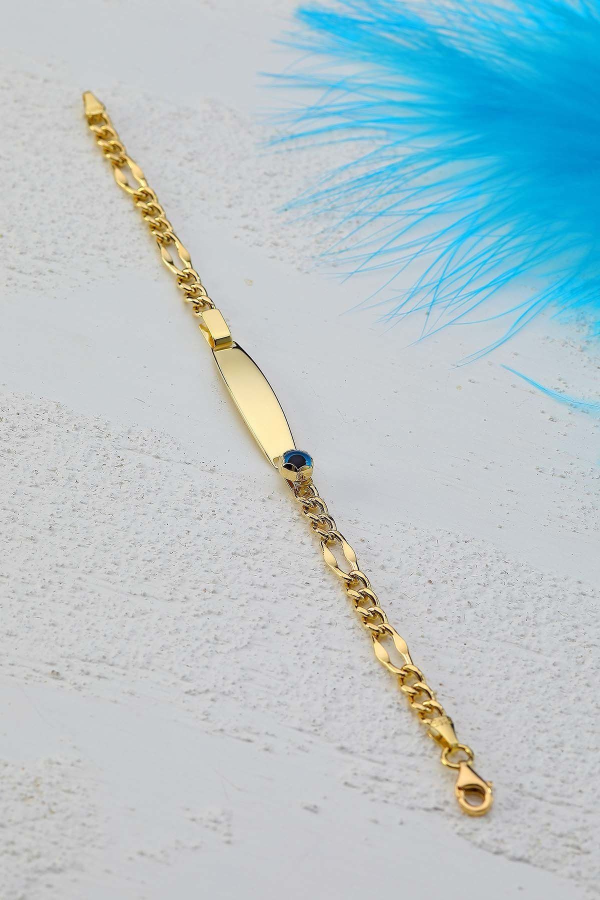 Moom Mücevherat Çocuk 14 Ayar Altın Nazar Göz Taşlı Künye