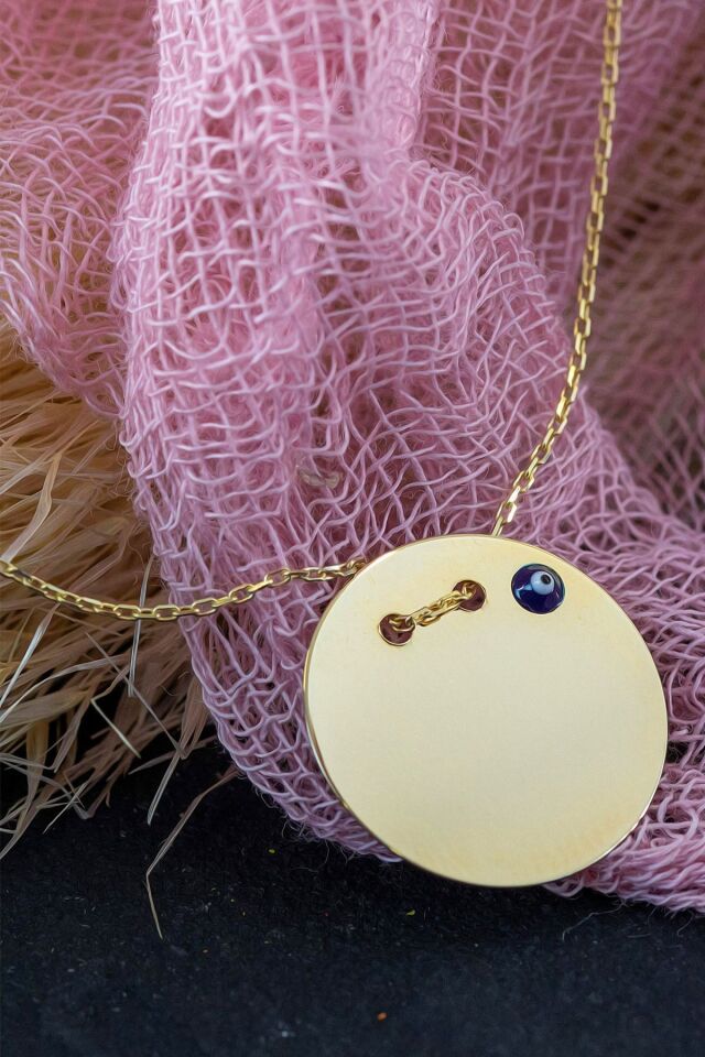 14 Ayar Altın Kolye Nazar Boncuklu Plaka Kolye Harf Ve Isim Yazılabilir