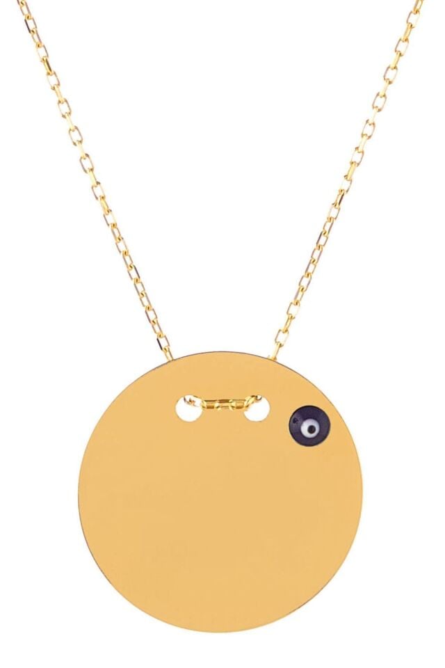 14 Ayar Altın Kolye Nazar Boncuklu Plaka Kolye Harf Ve Isim Yazılabilir