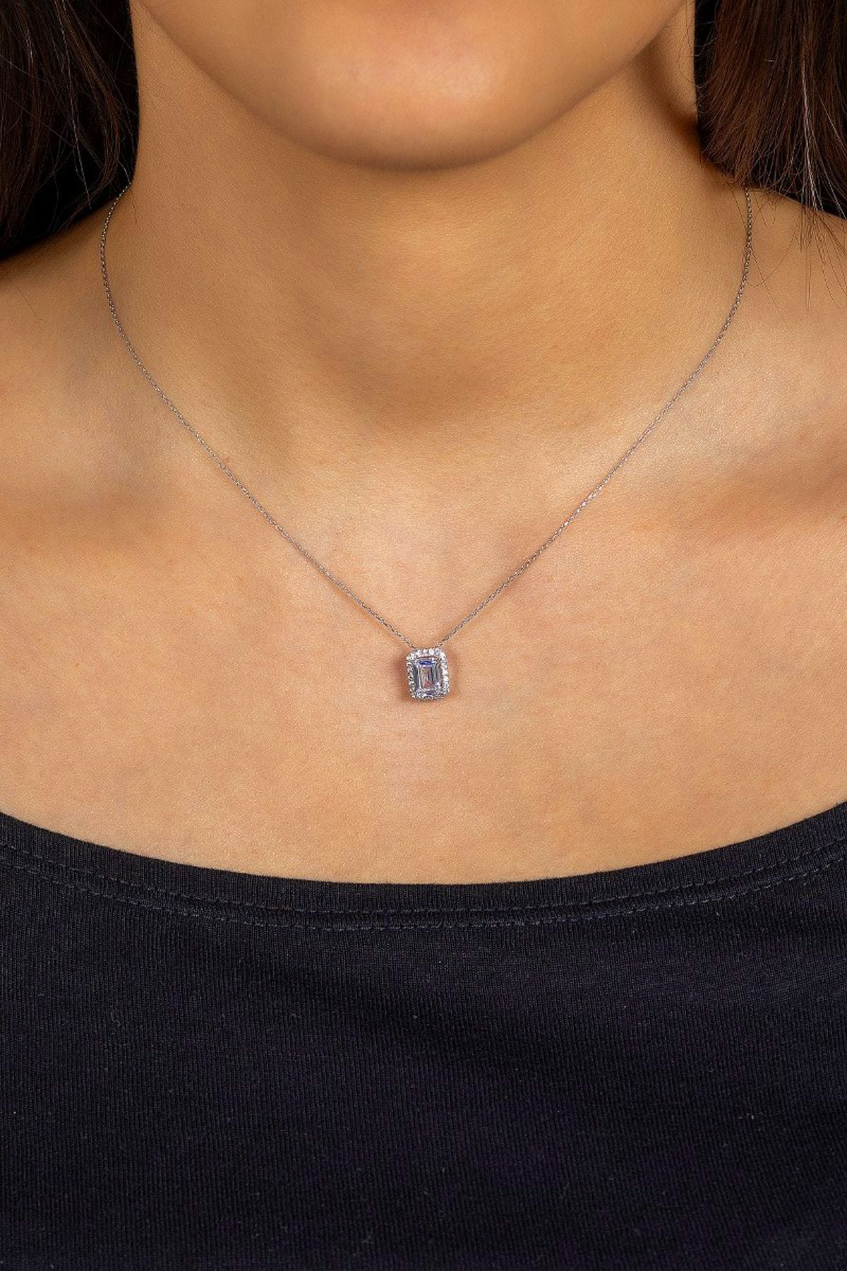 14 Ayar Altın Kolye Beyaz Altın Baget Zincirli Altın Kolye