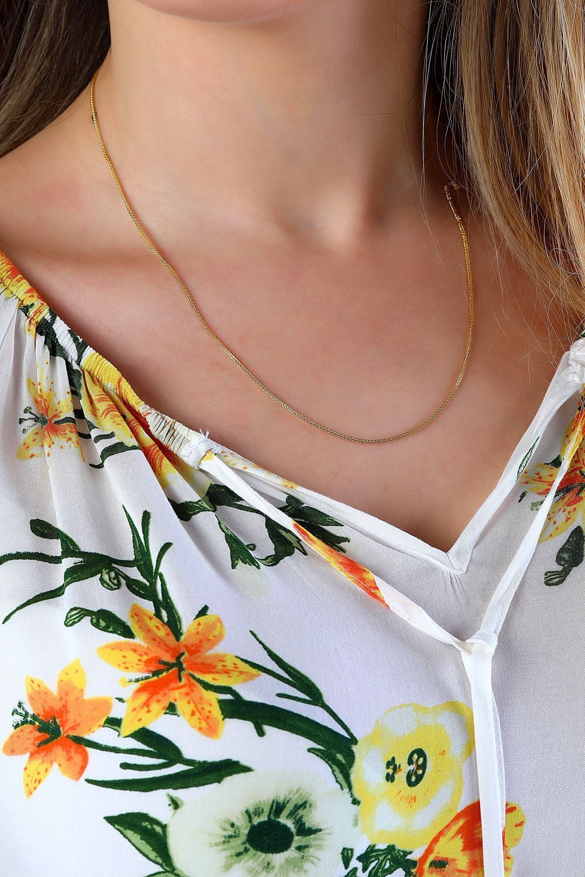 14 Ayar Altın Zincir Kolye Tilki Kuyruğu Zincir Kolye