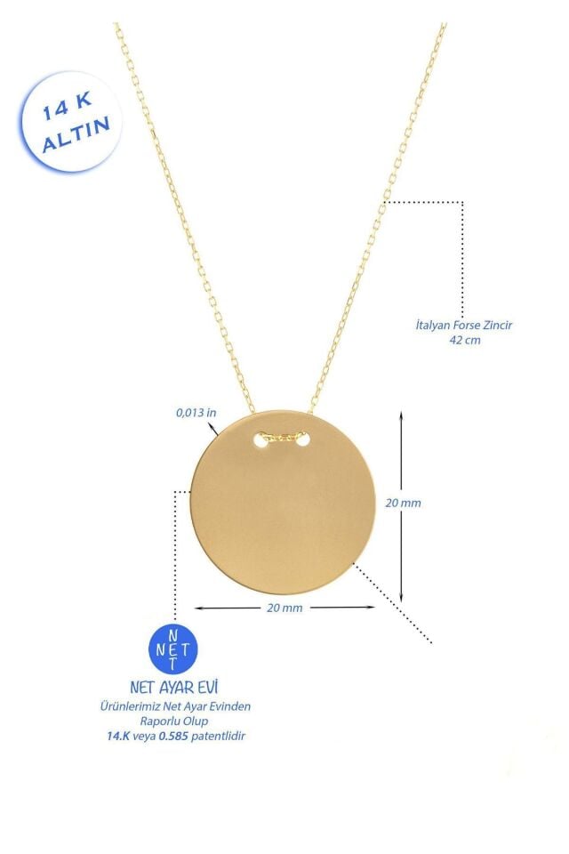 14 Ayar Altın Kolye Plaka Altın Kolye Isim Ve Harf Yazılabilir