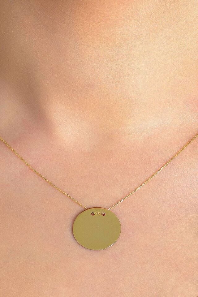 14 Ayar Altın Kolye Plaka Altın Kolye Isim Ve Harf Yazılabilir