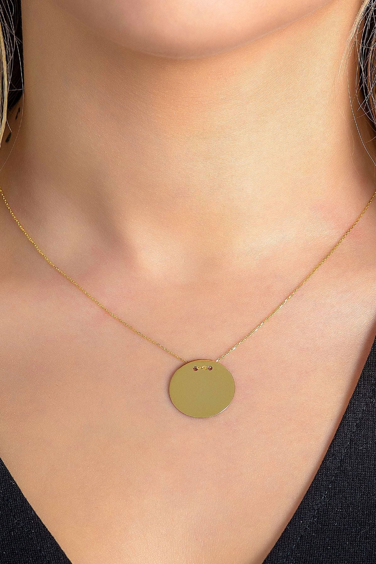 14 Ayar Altın Kolye Plaka Altın Kolye Isim Ve Harf Yazılabilir