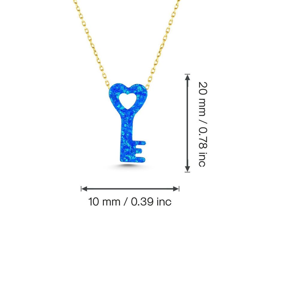 Moom Mücevherat Kadın 14 Ayar Altın Opal Taş Anahtar Kolye ''45 cm''