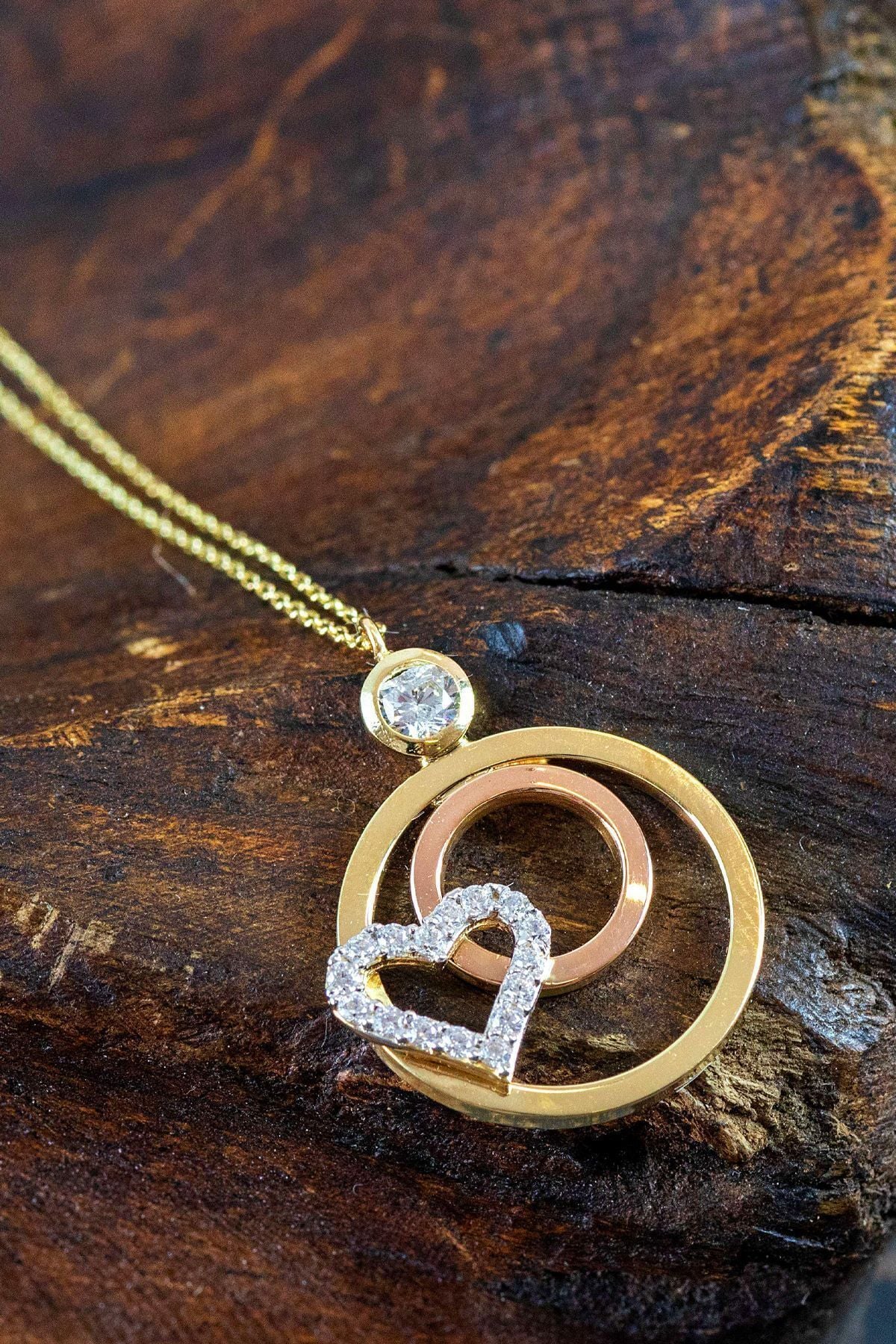 14 Ayar Altın Kolye Kalp Figürlü Tasarım Altın Kolye