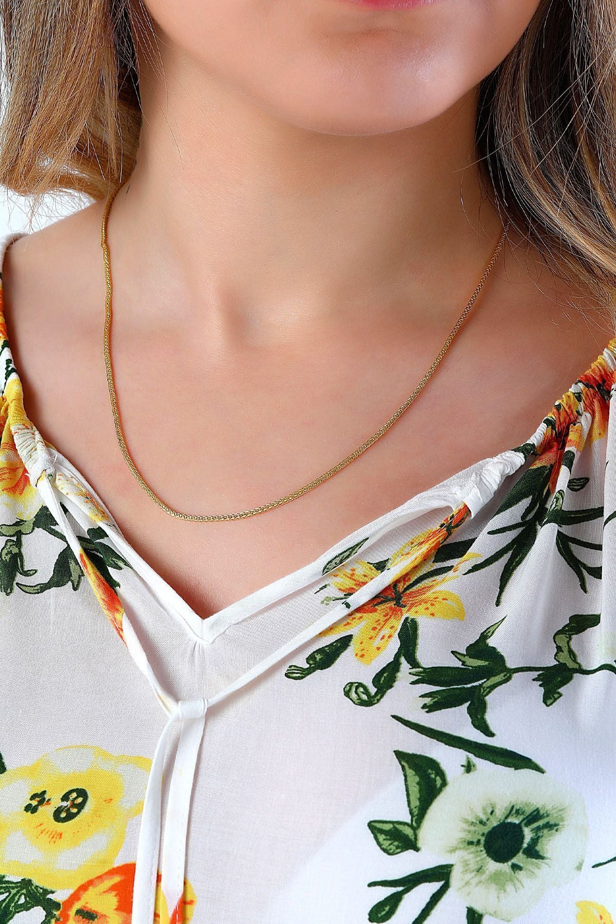 14 Ayar Altın Zincir Kolye Tilki Kuyruğu Zincir Kolye 1,50 Mm Kalınlık