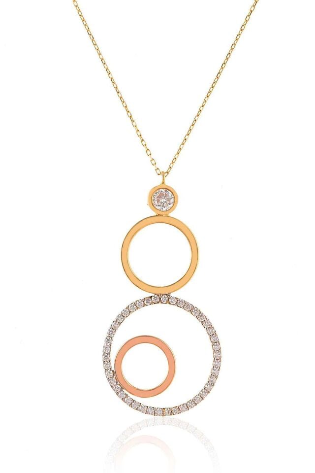 14 Ayar Altın Kolye Yuvarlak Tasarım Altın Kolye