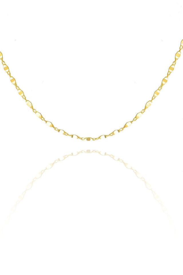 14 Ayar Altın Zincir Dövme Desenli Altın Zincir Kolye 1,60 Mm Kalınlık