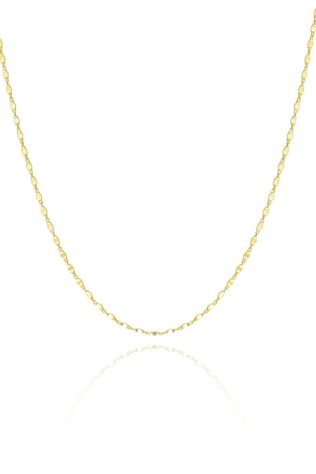 14 Ayar Altın Zincir Dövme Desenli Altın Zincir Kolye 1,60 Mm Kalınlık