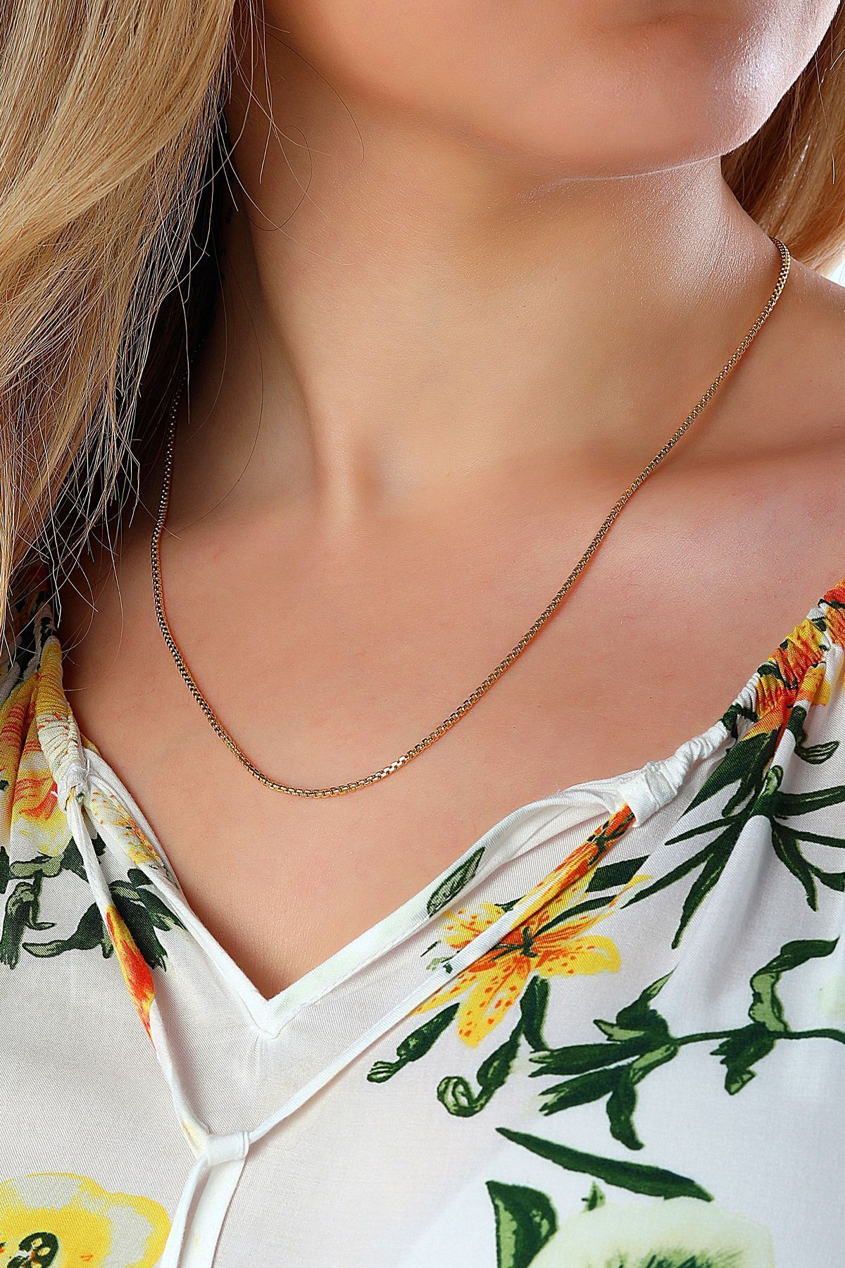 14 Ayar Altın Zincir Kolye Örme Zincir Kolye