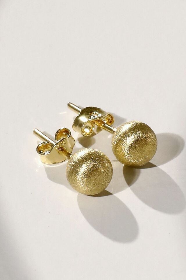 14 Ayar Altın Minimalist Vidalı Top Küpe 1.8 Cm