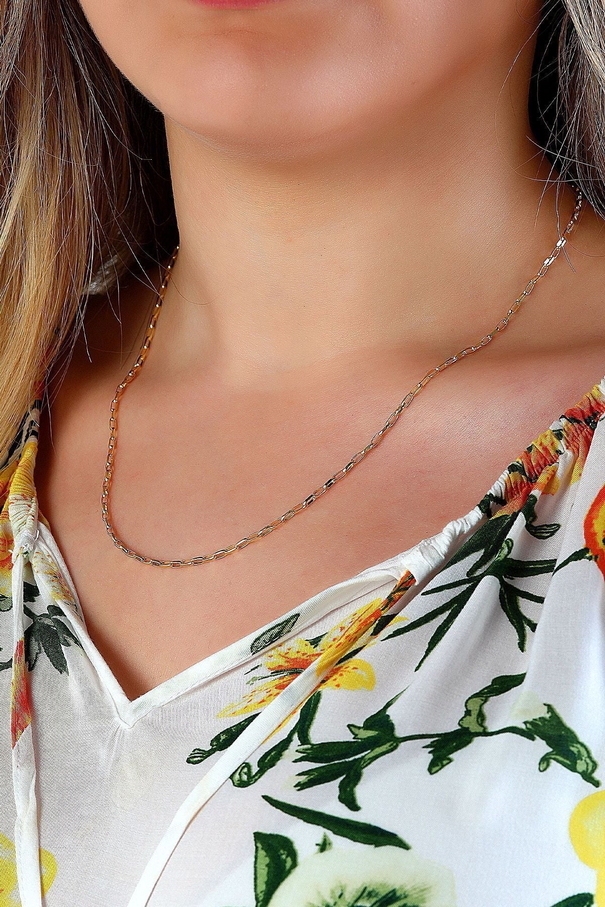 14 Ayar Altın Zincir Kolye Örme Zincir Kolye 1,90 Mm Kalınlık