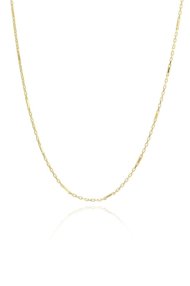 14 Ayar Altın Zincir Kolye Barlı Zincir Kolye 1,40 Mm Kalınlık