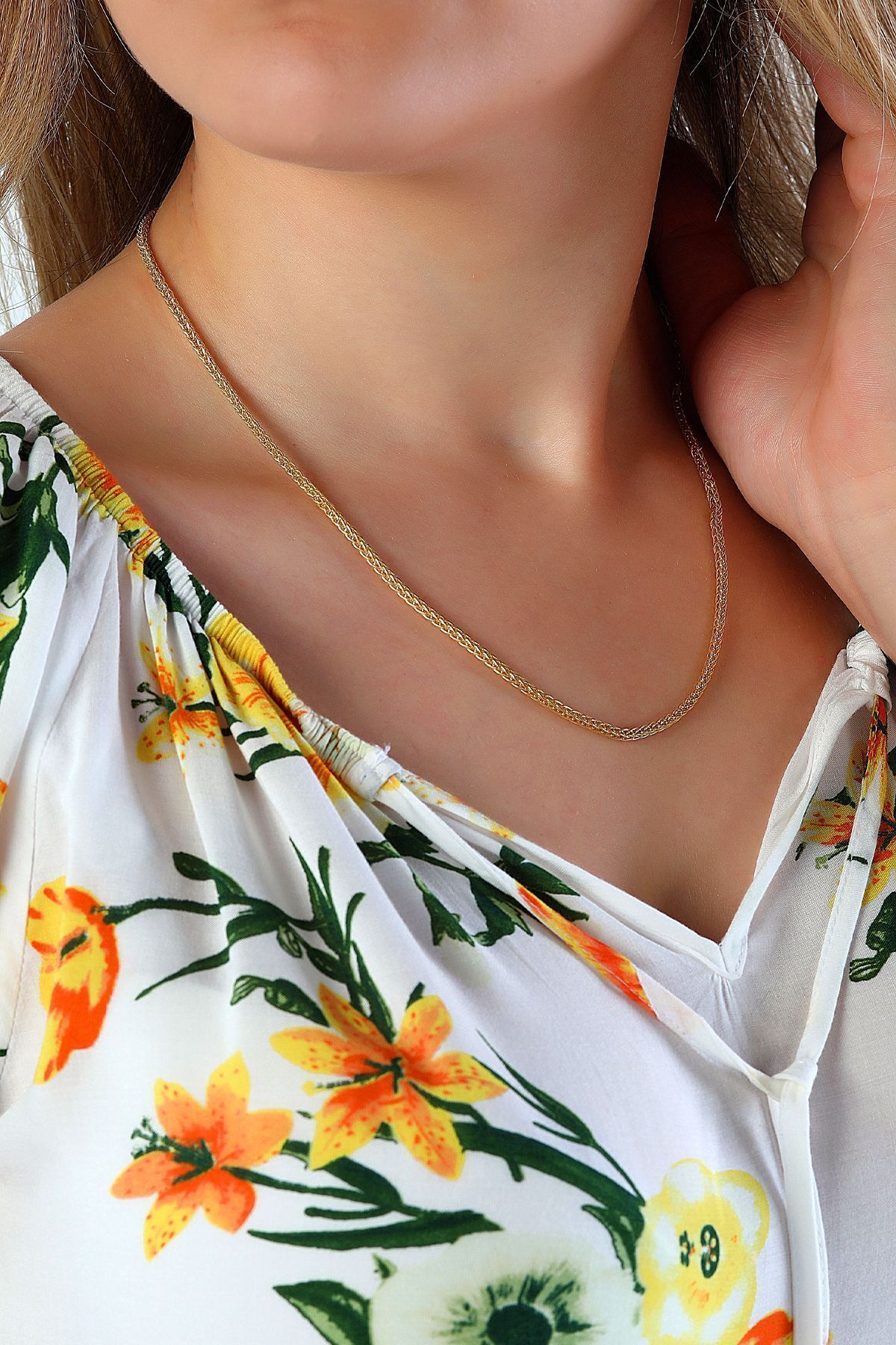 14 Ayar Altın Zincir Kolye Tilki Kuyruğu Zincir Kolye 2,30 Mm Kalınlık