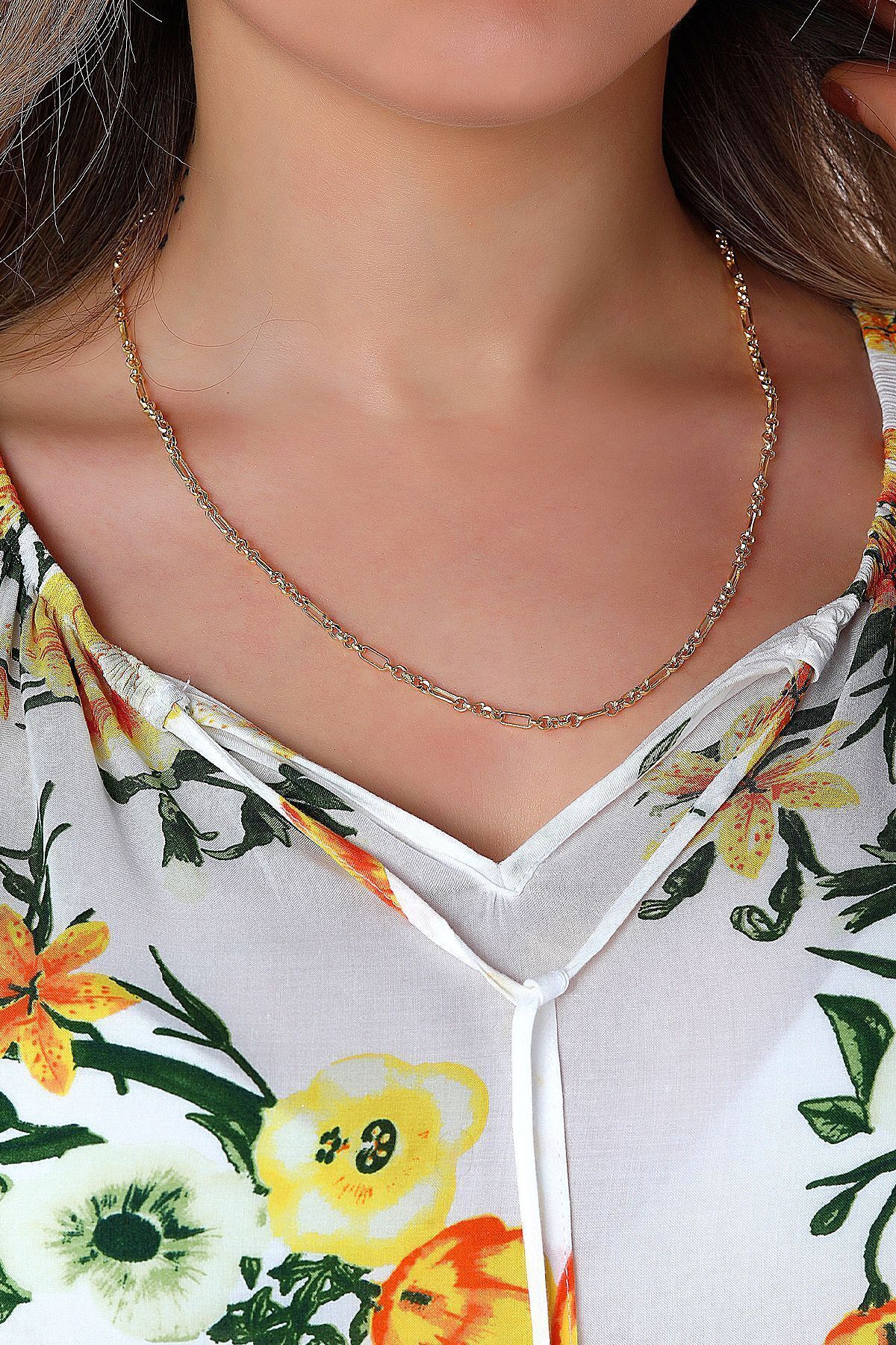 14 Ayar Altın Zincir Kolye Doc Zincirli Örme Zincir Kolye 3,20 Mm Kalınlık