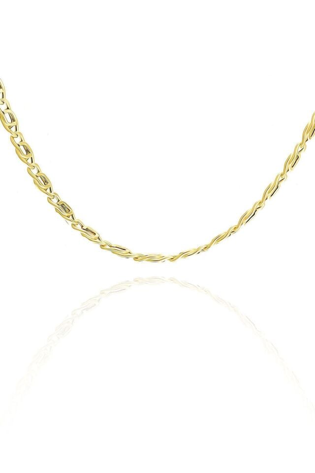 14 Ayar Altın Zincir Kolye Kuş Gözü Örme Zincir Kolye 3,20 Mm Kalınlık