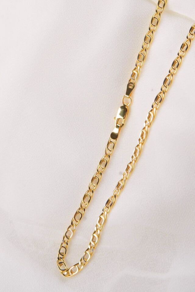 14 Ayar Altın Zincir Kolye Kuş Gözü Örme Zincir Kolye 3,20 Mm Kalınlık