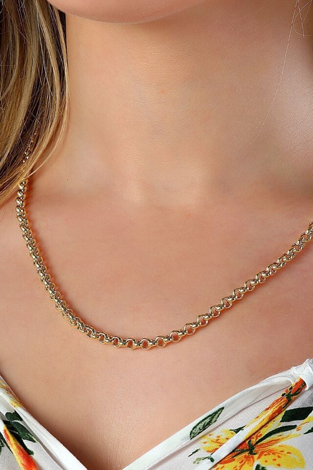 14 Ayar Altın Zincir Kalın Doc Zincir Kolye 4,30 Mm Kalınlık