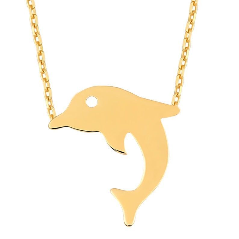 Moom Mücevherat Kadın 14 Ayar Altın Yunus Balığı Kolye ''45 cm''