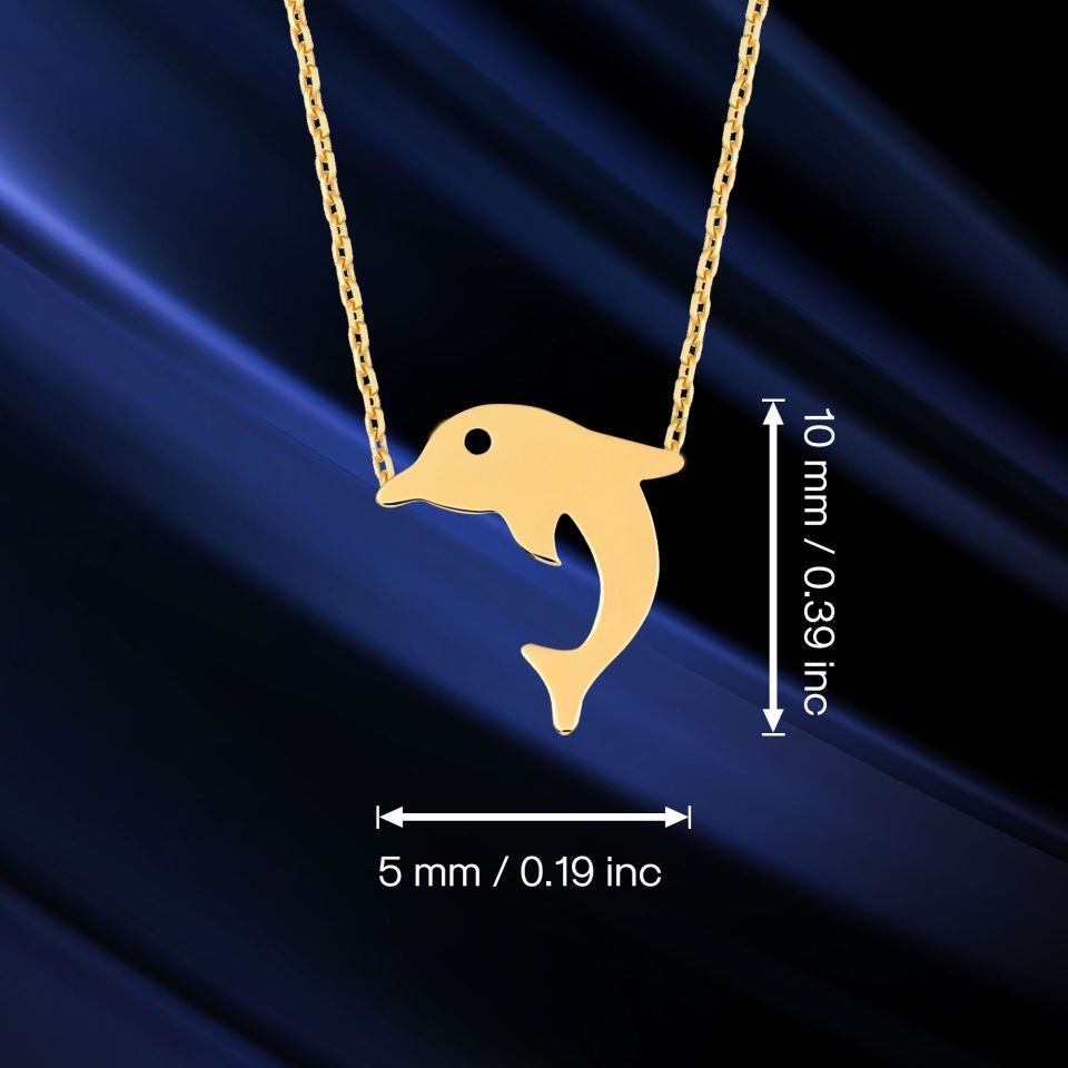 Moom Mücevherat Kadın 14 Ayar Altın Yunus Balığı Kolye ''45 cm''