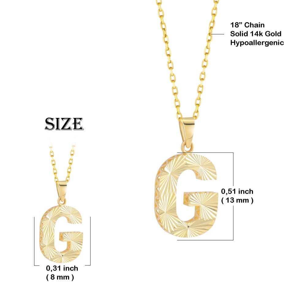 MOOM ÜCEVHERAT Kadın 14 Ayar Altın Harf Kolye A & Z Harfi Altın Kolye Zincirli Kalemli Işıltılı Desenli 42 cm G