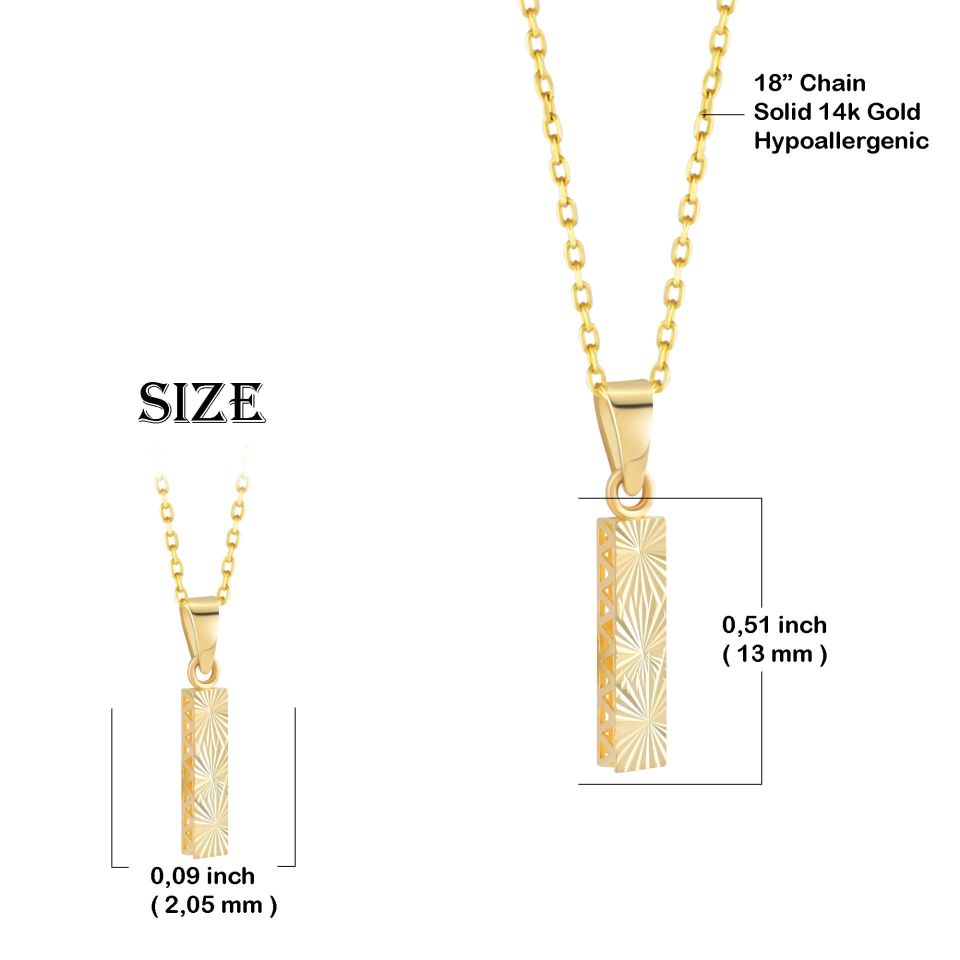 MOOM ÜCEVHERAT Kadın 14 Ayar Altın Harf Kolye A & Z Harfi Altın Kolye Zincirli Kalemli Işıltılı Desenli 42 cm I