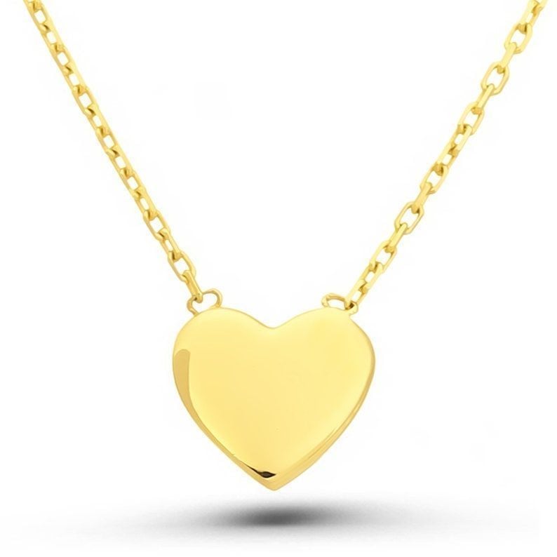 Moom Mücevherat Kadın 14 Ayar Altın Minimal Kalp Kolye ''45 cm''