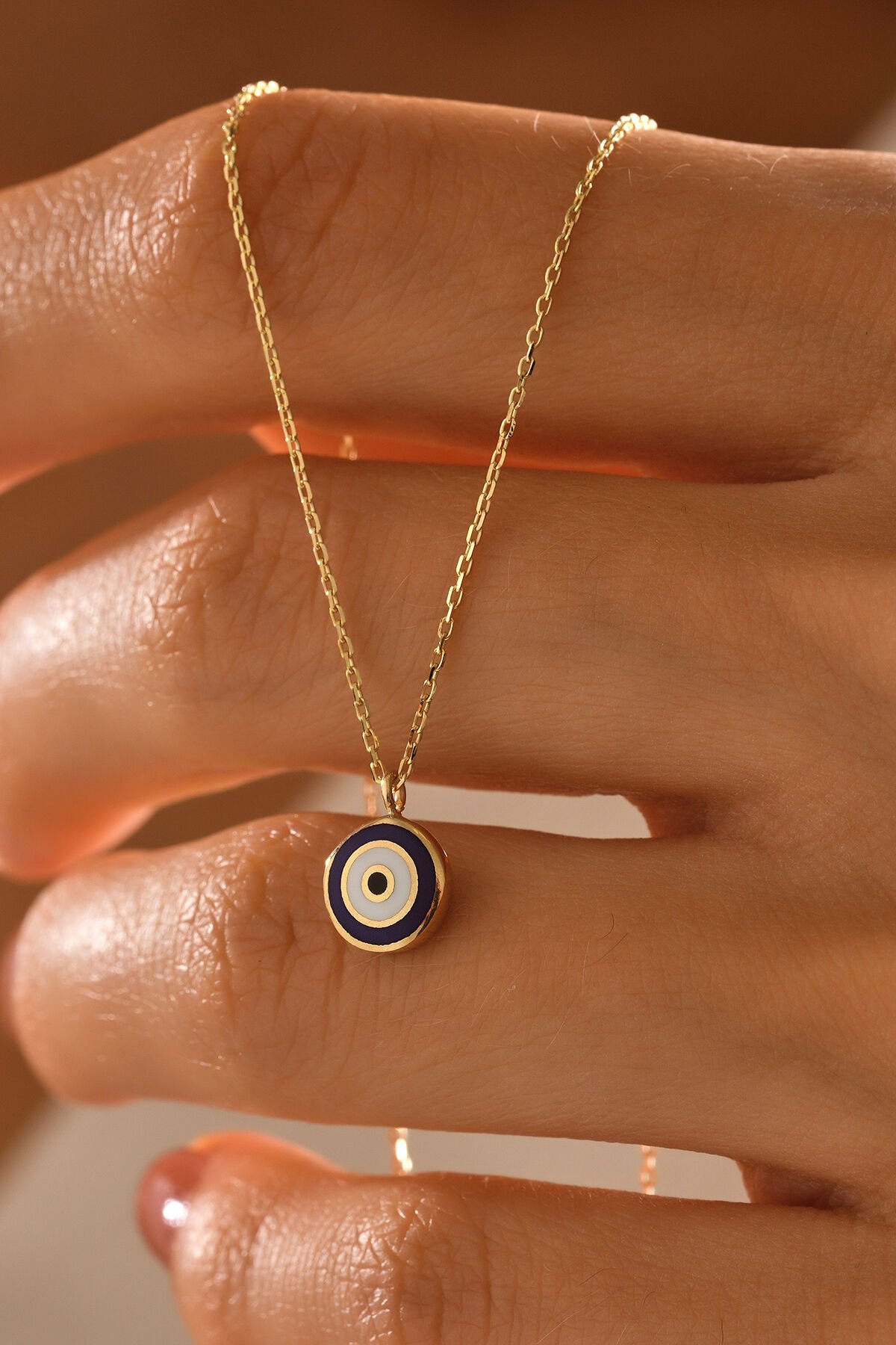 14 Ayar Altın Mineli Nazar Kolye