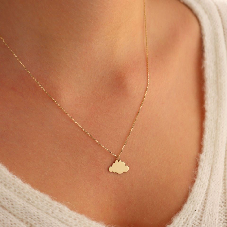 Moom Mücevherat Kadın 14 Ayar Altın Bulut Kolye ''45 cm''