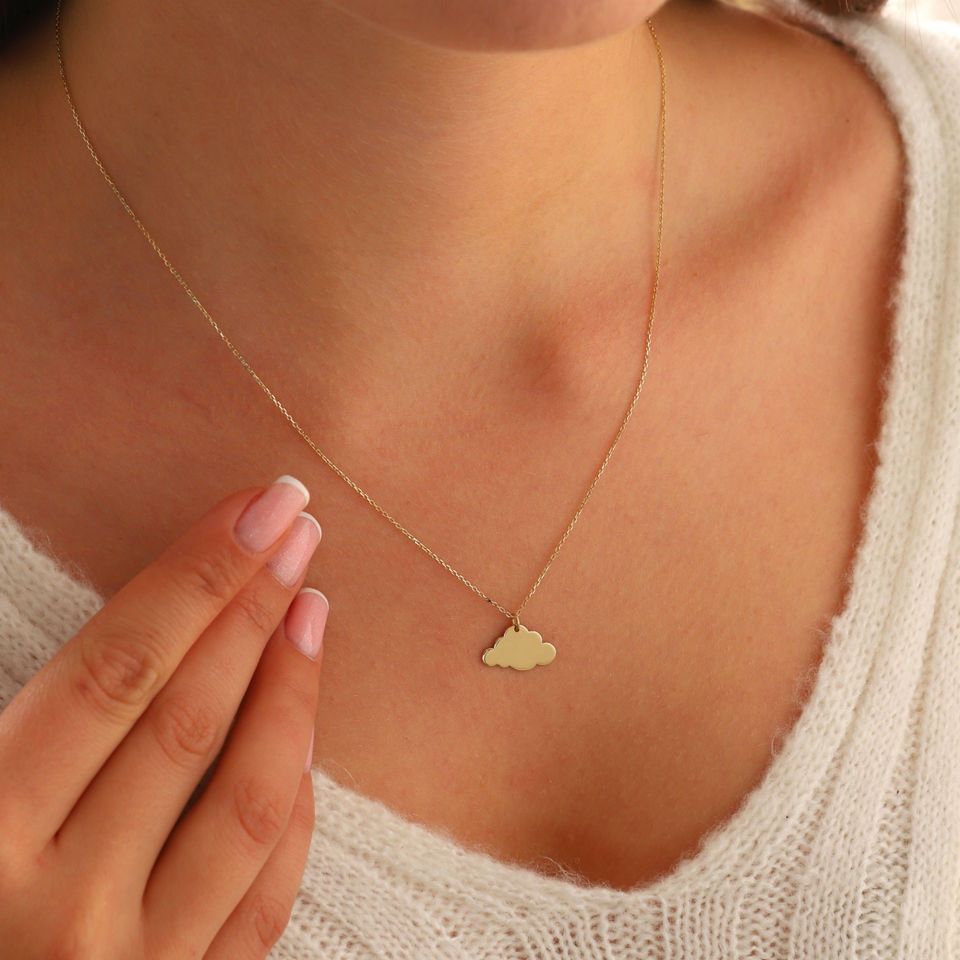 Moom Mücevherat Kadın 14 Ayar Altın Bulut Kolye ''45 cm''