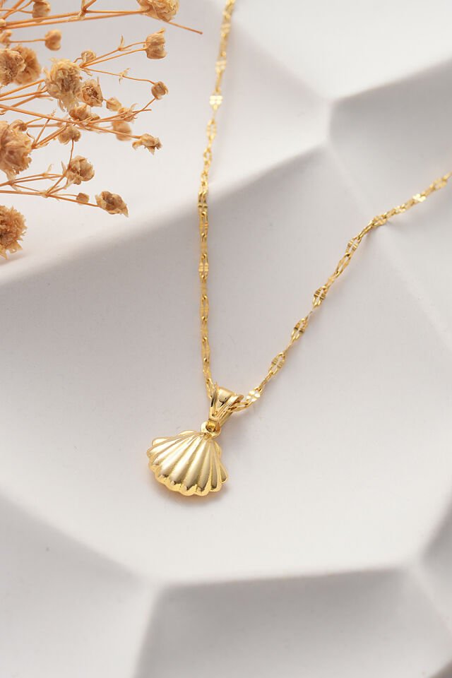 14 Ayar Altın Aynalı Zincir İstiridye Altın Kolye