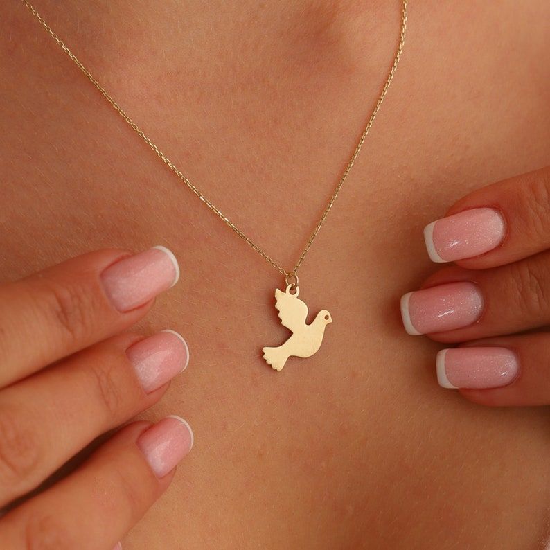 Moom Mücevherat Kadın 14 Ayar Altın Güvercin Kolye ''45 cm''