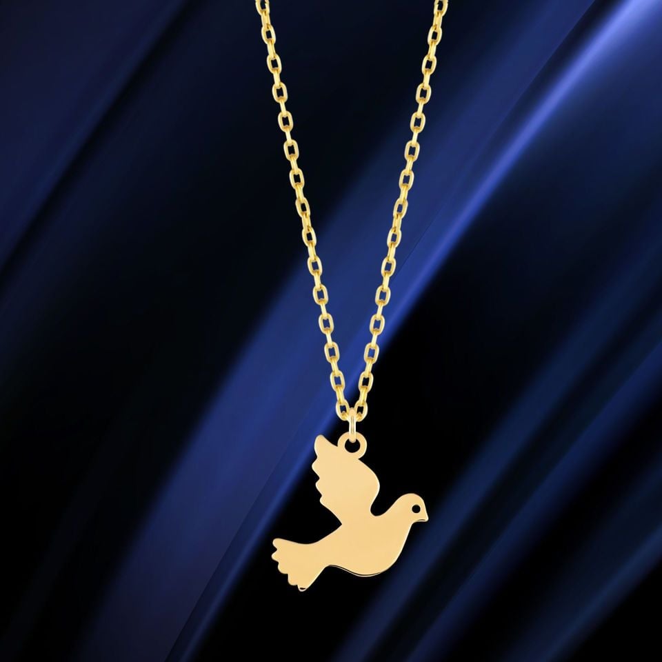 Moom Mücevherat Kadın 14 Ayar Altın Güvercin Kolye ''45 cm''